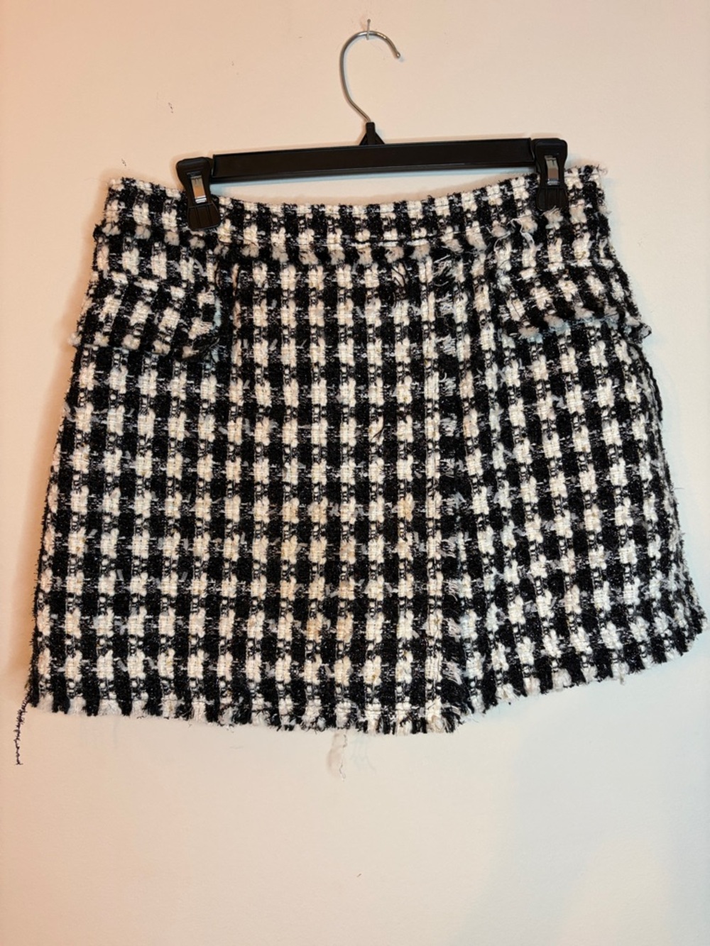 House of Harlow 1960 Black and White Checked Tweed Mini Skirt